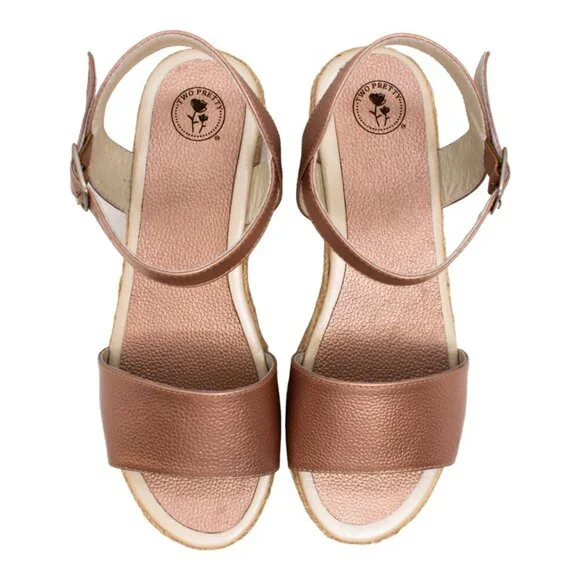 Rose Gold Espadrille Wedge Sandal - Picture 5 of 6